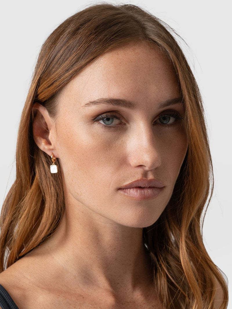 Iridescence Square Drop Huggie Earrings Gold - Women's Jewellery | Saint + Sofia® USA