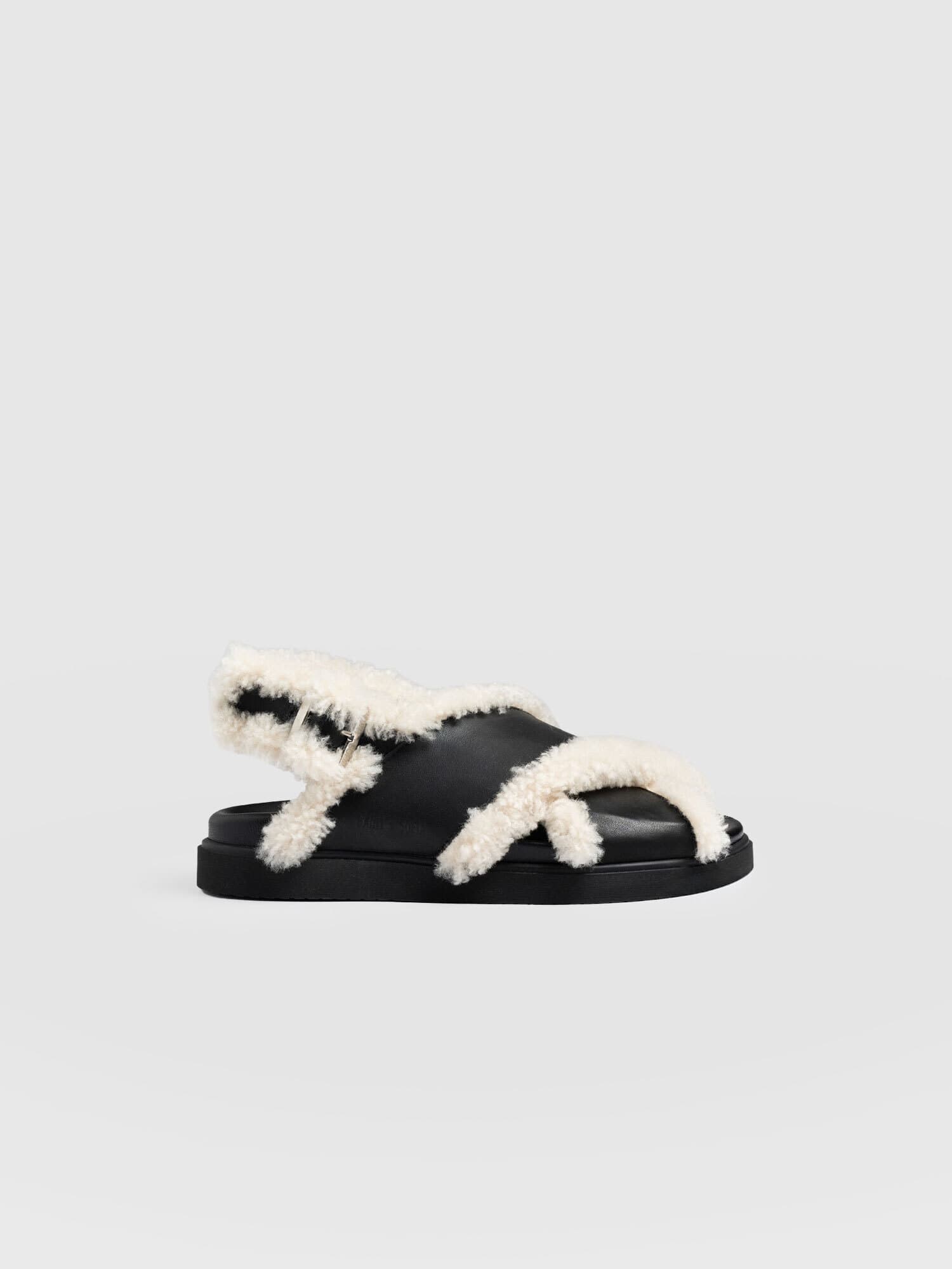Isla Shearling Sandal Black - Women's Sandals | Saint + Sofia® USA