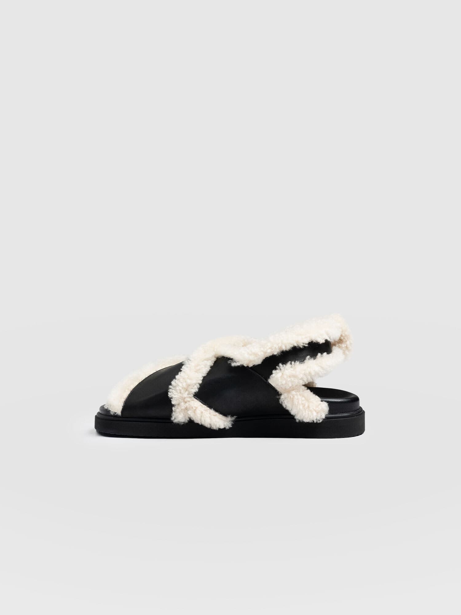 Isla Shearling Sandal Black - Women's Sandals | Saint + Sofia® USA