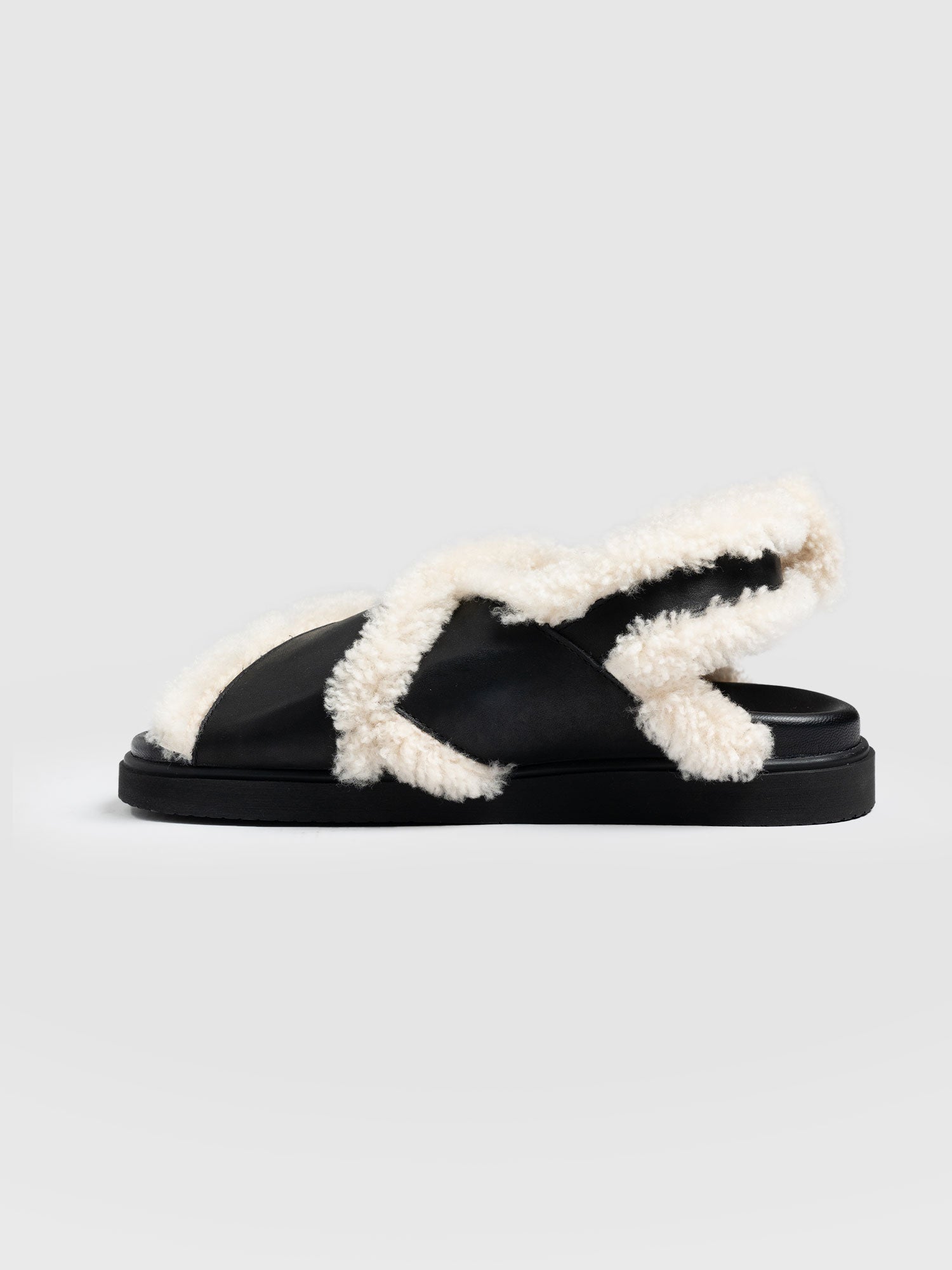 Isla Shearling Sandal Black - Women's Sandals | Saint + Sofia® USA