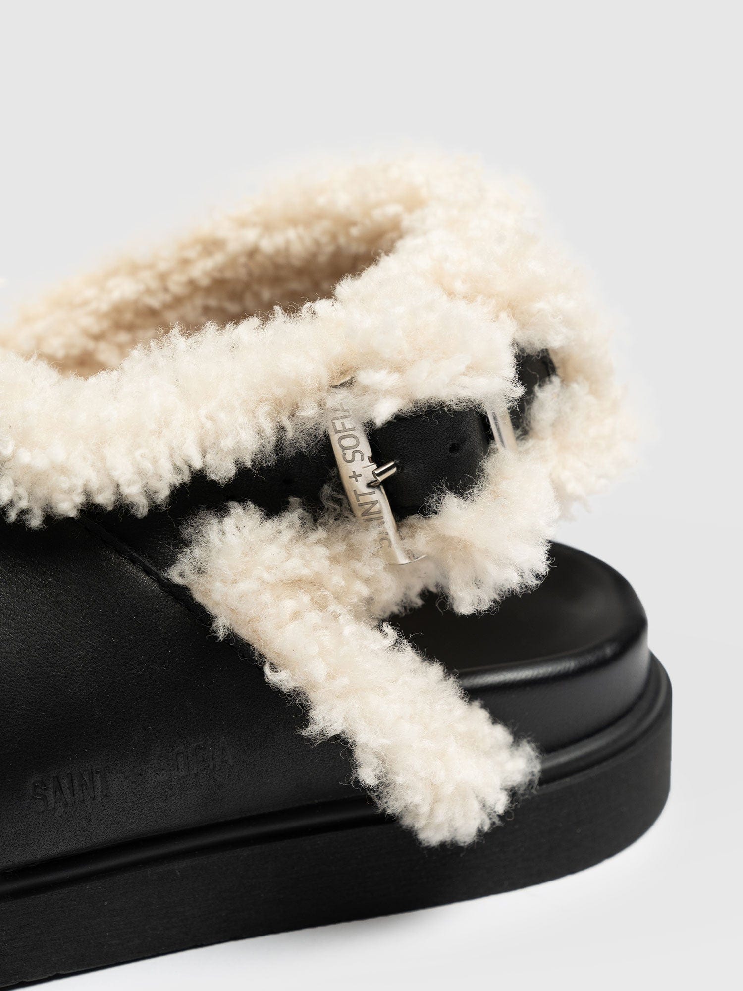 Isla Shearling Sandal Black - Women's Sandals | Saint + Sofia® USA