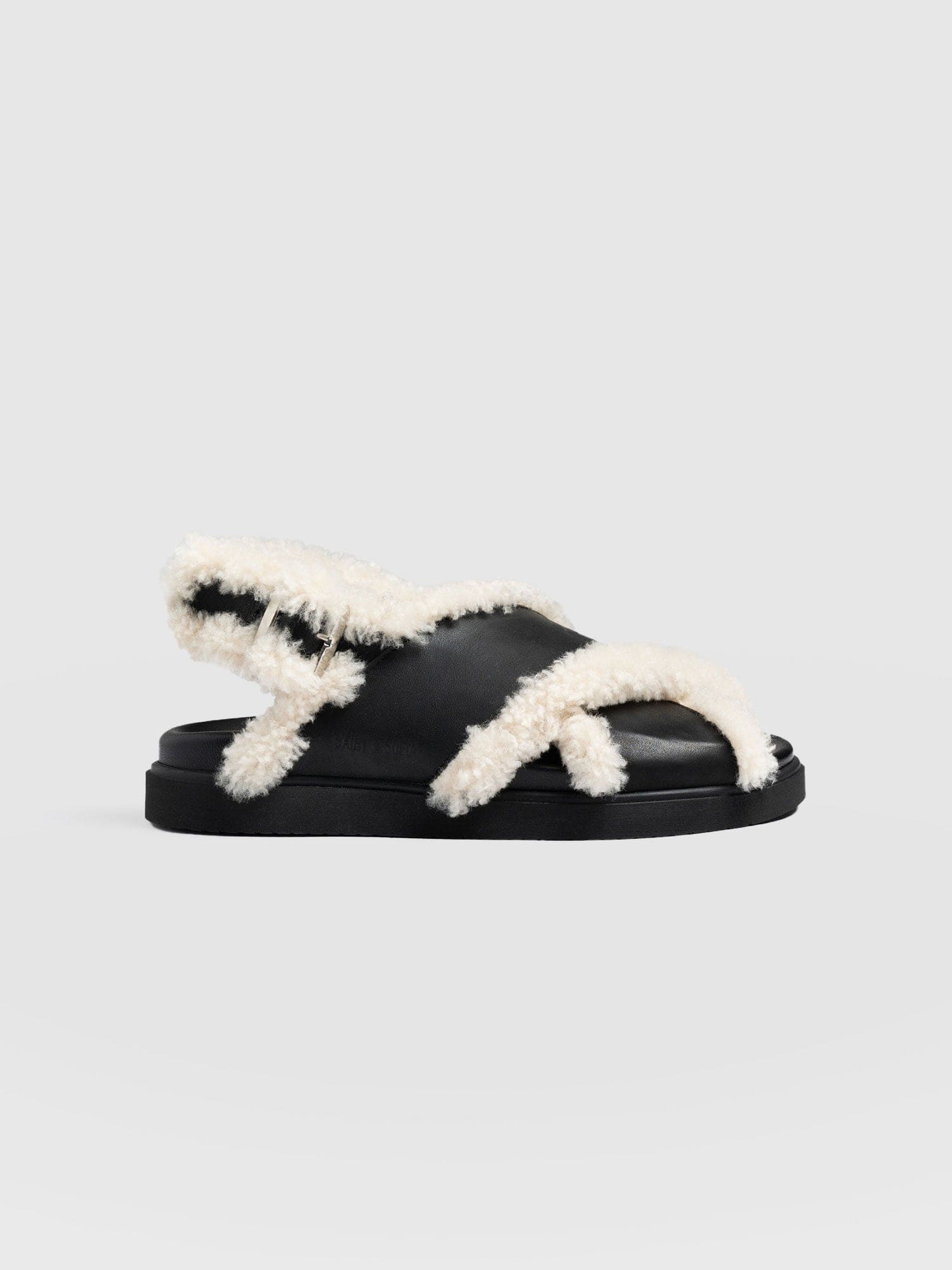 Isla Shearling Sandal Black - Women's Sandals | Saint + Sofia® USA