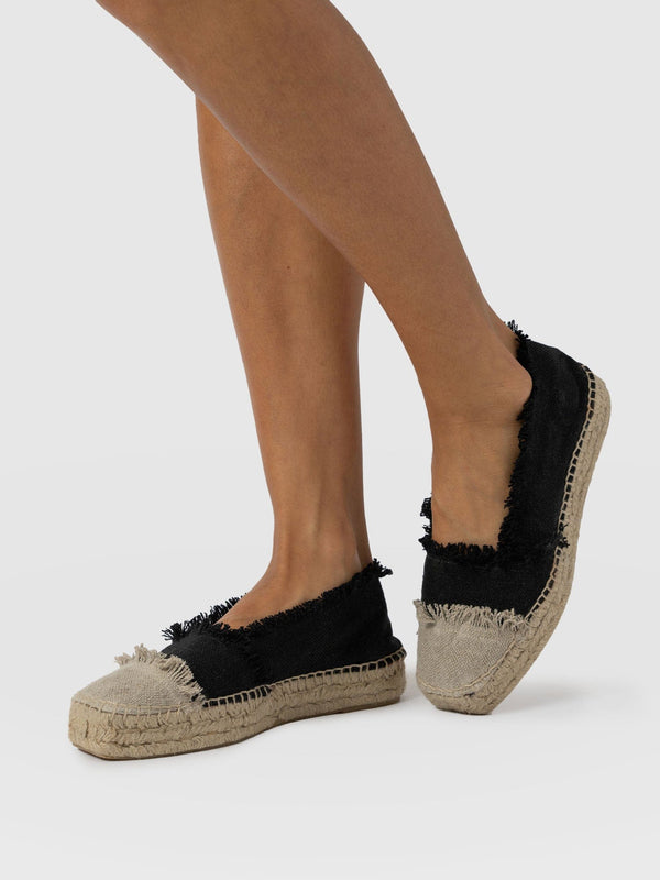 Ivy Frayed Espadrille Pumps - Black - Women's Sandals | Saint + Sofia® USA