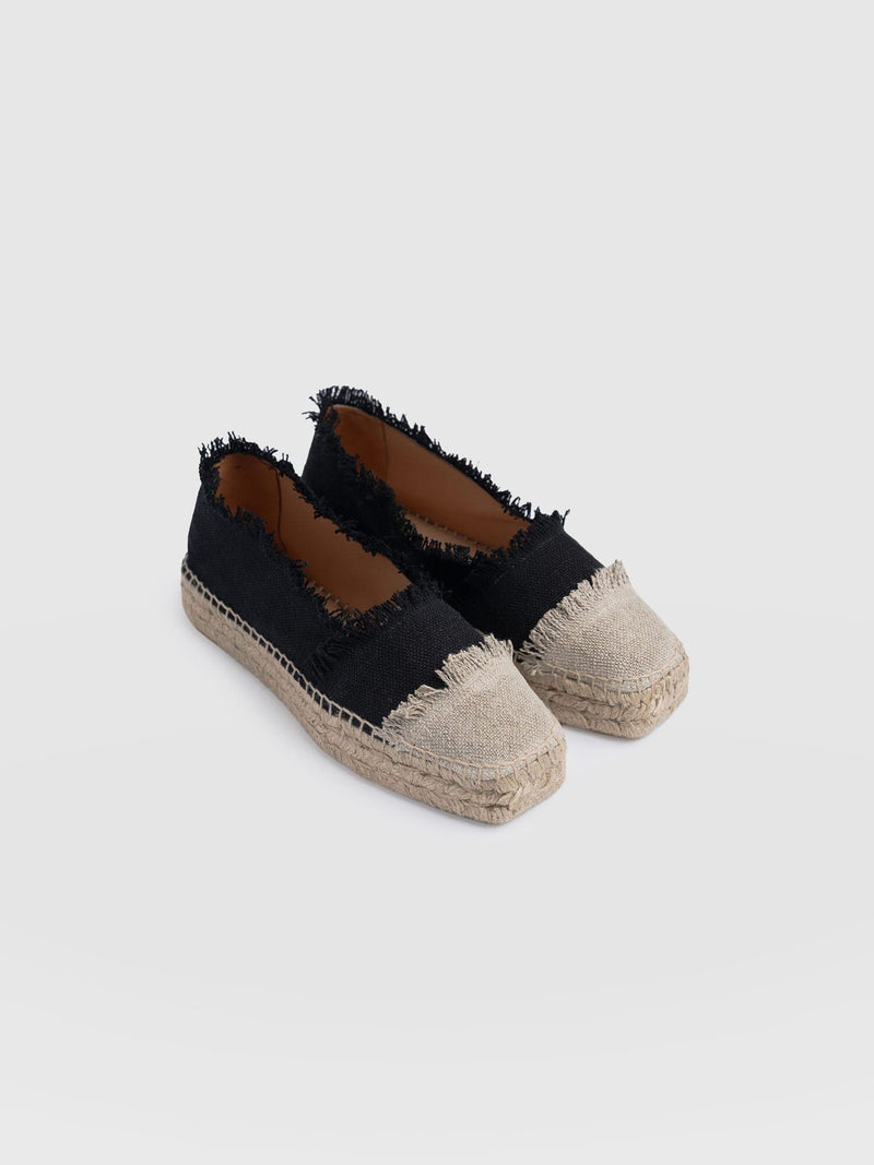 Ivy Frayed Espadrille Pumps - Black - Women's Sandals | Saint + Sofia® USA