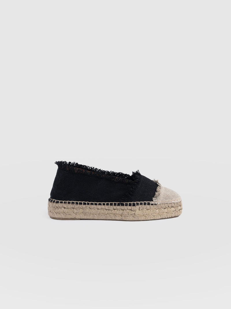 Ivy Frayed Espadrille Pumps - Black - Women's Sandals | Saint + Sofia® USA