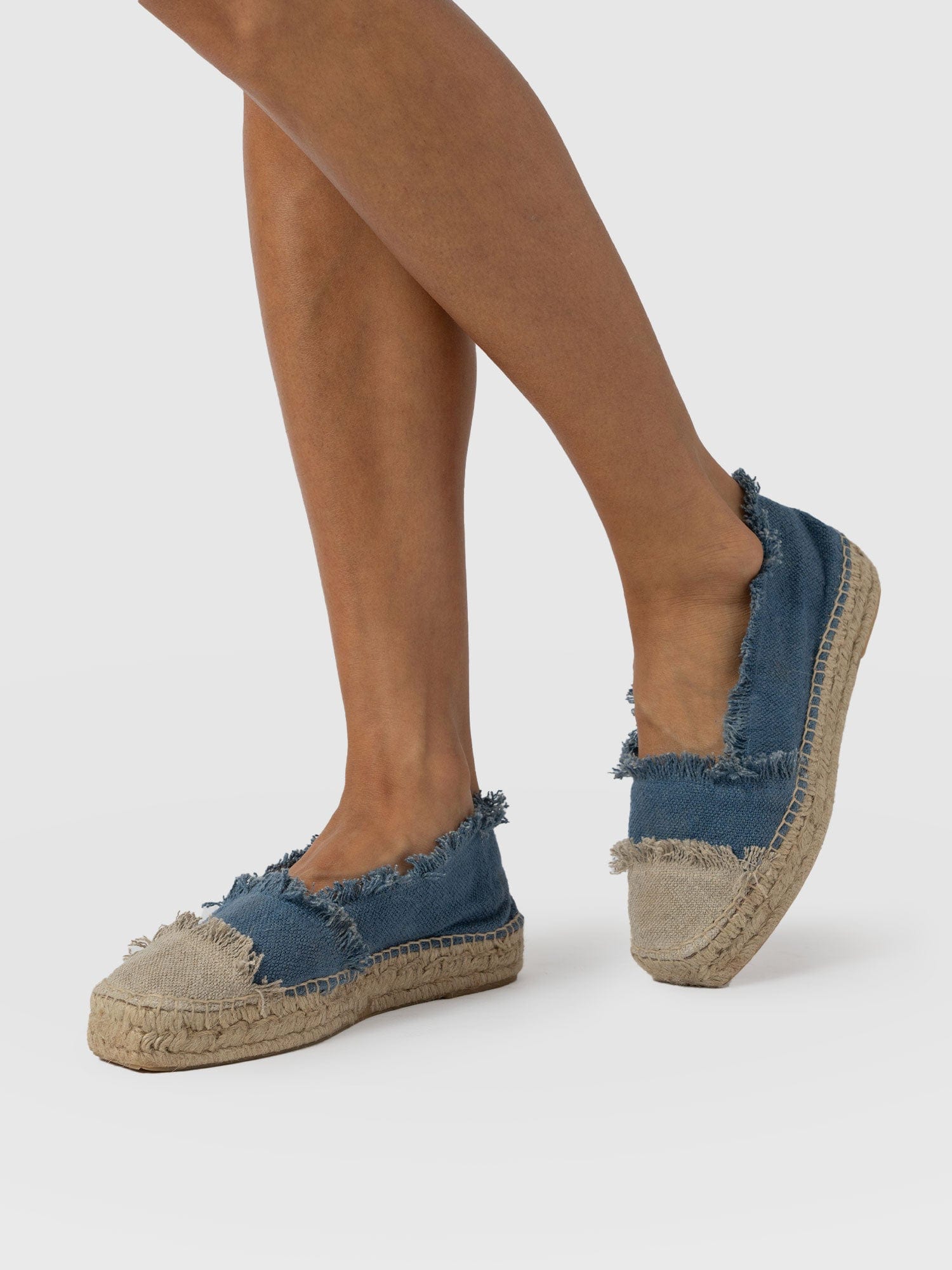 Ivy Frayed Espadrille Pumps - Blue - Women's Sandals | Saint + Sofia® USA