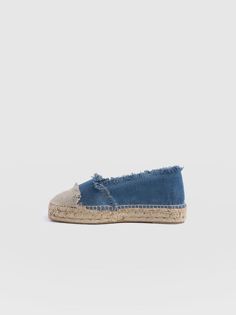 Ivy Frayed Espadrille Pumps - Blue - Women's Sandals | Saint + Sofia® USA