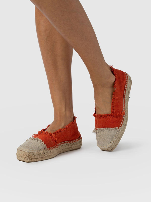Ivy Frayed Espadrille Pumps - Orange - Women's Sandals | Saint + Sofia® USA