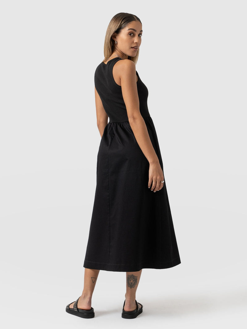 Ivy Full Skirt Sleeveless Dress Black - Women's Dresses | Saint + Sofia® UK