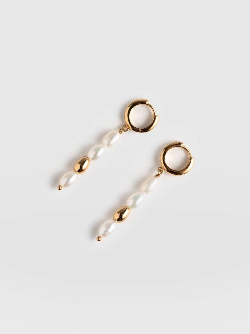 Jacqueline Pearl Drop Earrings Gold - Women's Jewellery | Saint + Sofia® USA