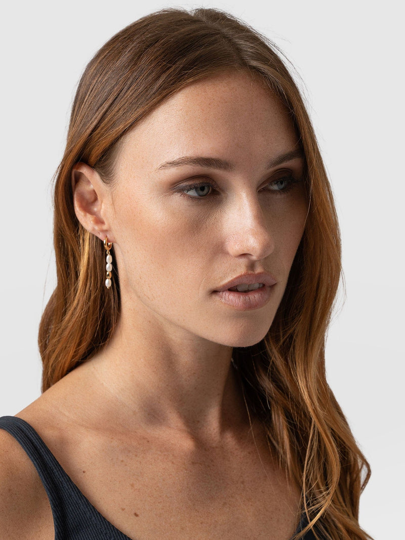 Jacqueline Pearl Drop Earrings Gold - Women's Jewellery | Saint + Sofia® USA