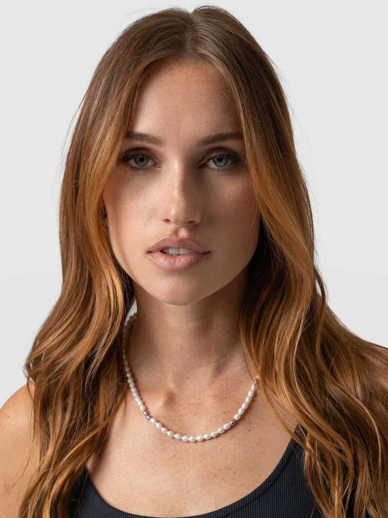 Jacqueline Pearl Necklace Silver - Women's Jewellery | Saint + Sofia® USA