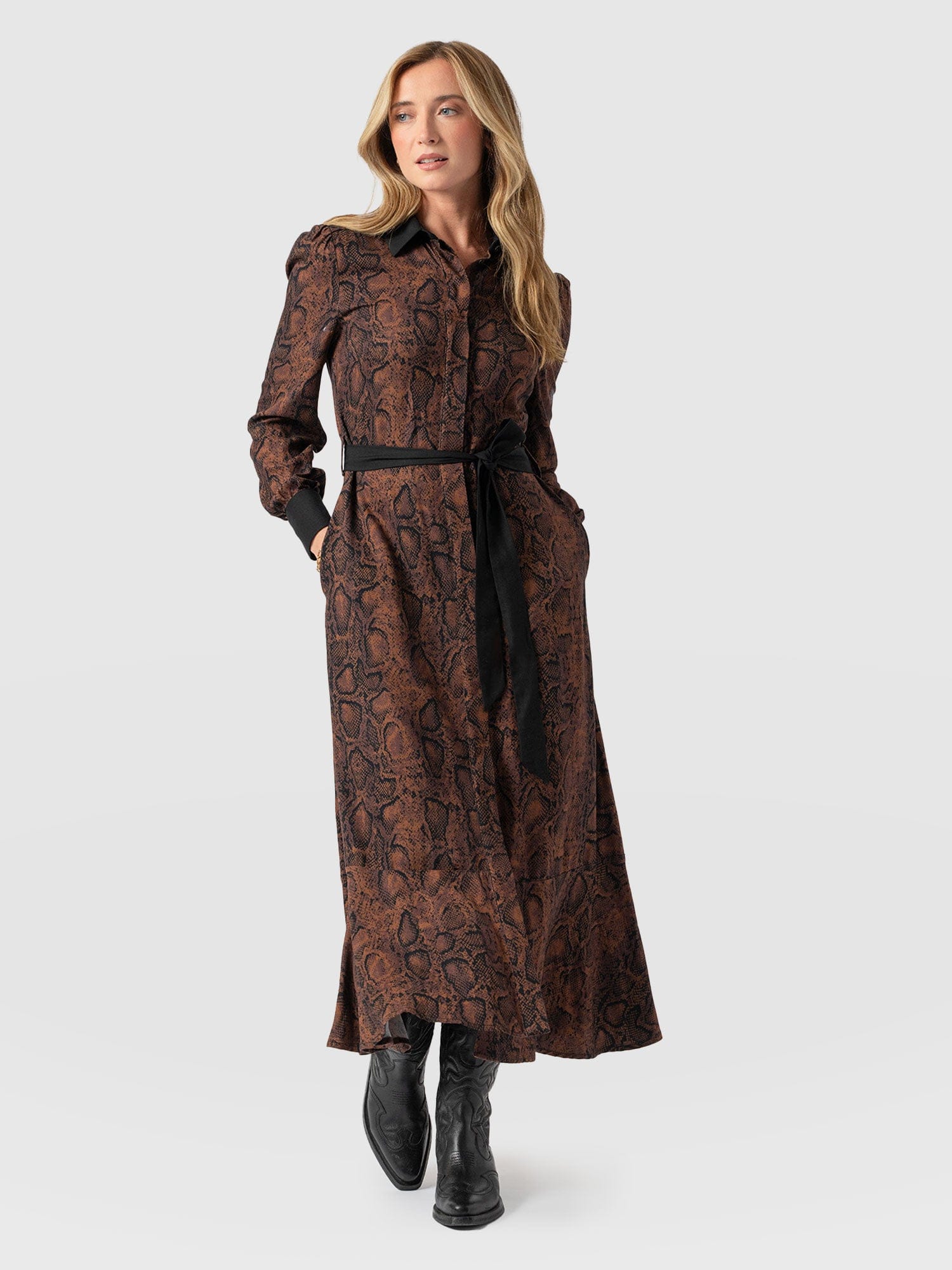 Jacqueline Shirt Dress Brown Snake - Women's Dresses | Saint + Sofia® US