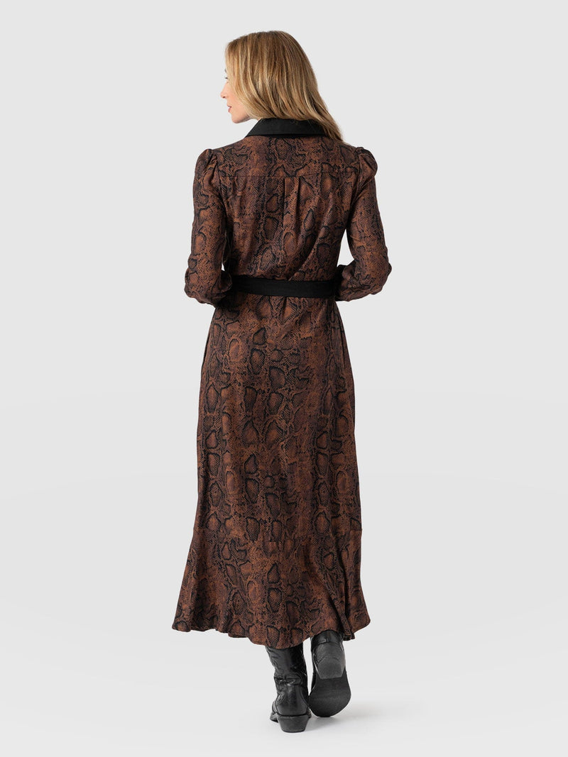 Jacqueline Shirt Dress Brown Snake - Women's Dresses | Saint + Sofia® US