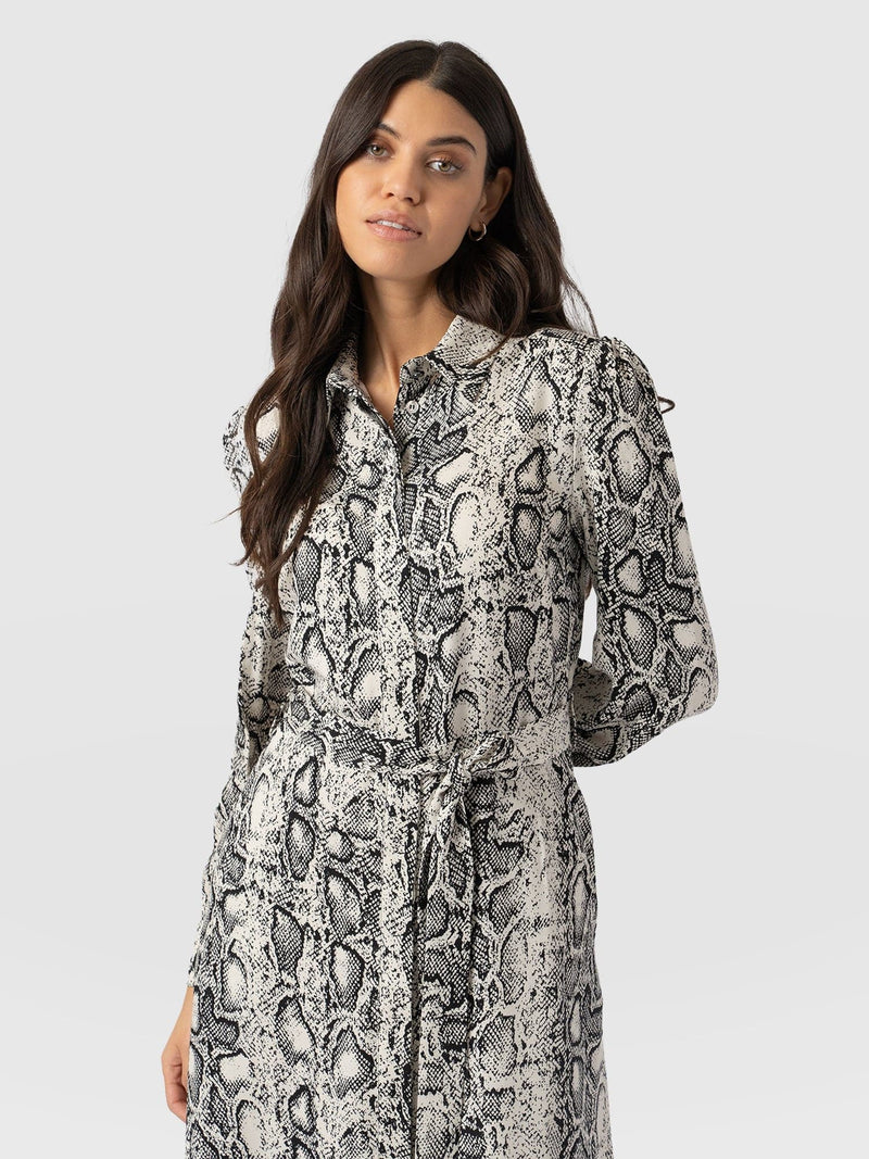 Jacqueline Shirt Dress - Cream Snake