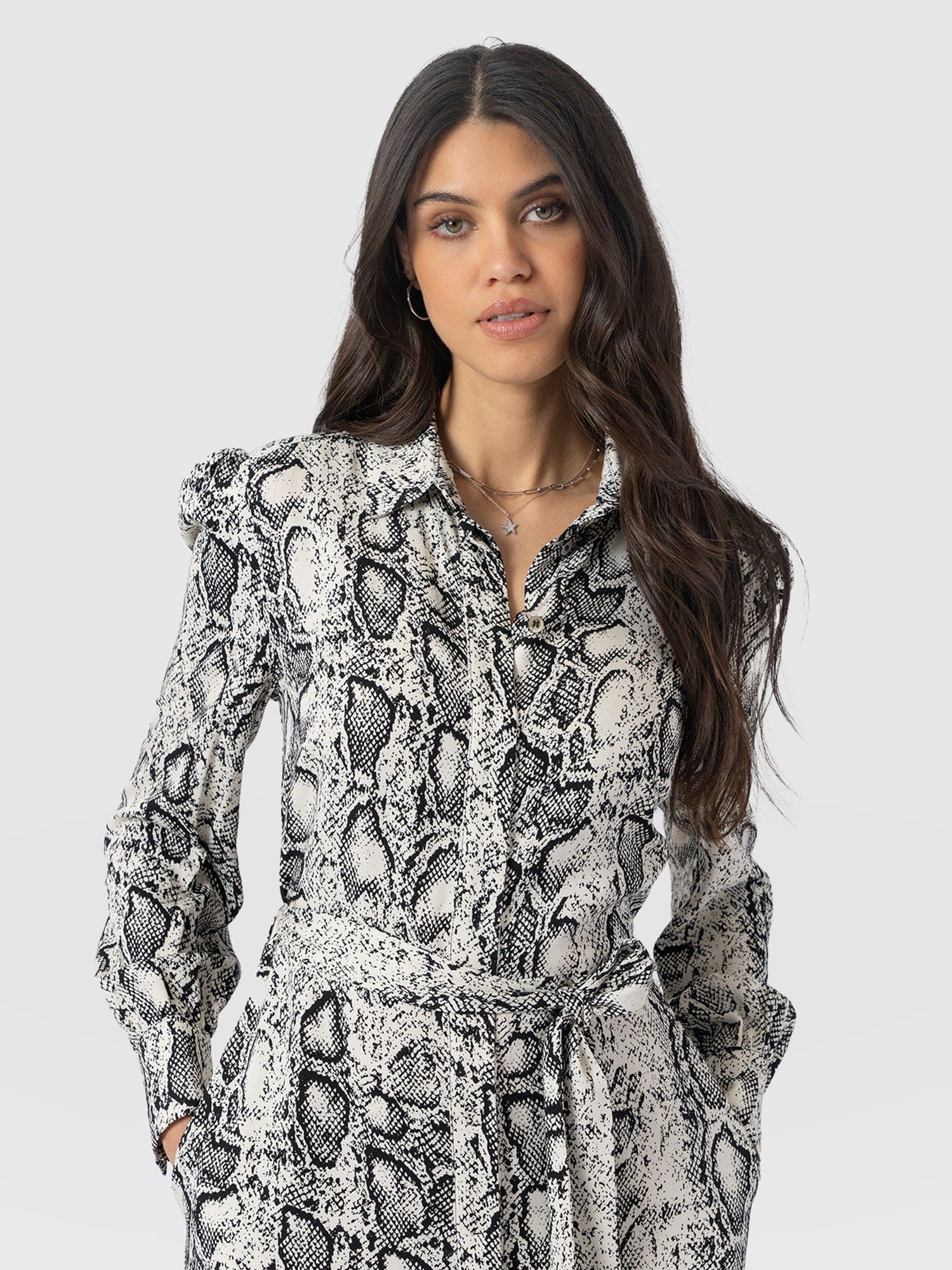 Jacqueline Shirt Dress Cream Snake - Women's Dresses | Saint + Sofia® US