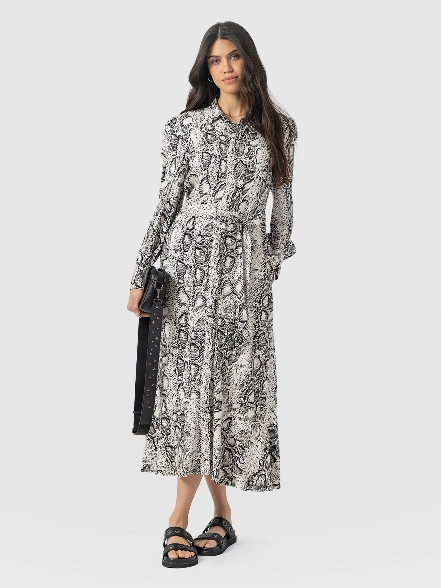 Jacqueline Shirt Dress Cream Snake - Women's Dresses | Saint + Sofia® US