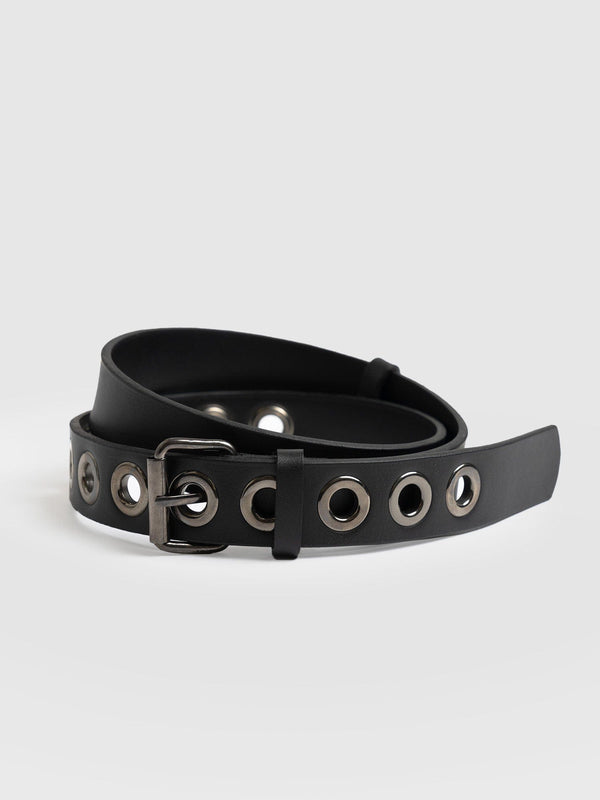 Jagger Eyelet Belt Black - Leather Belts | Saint + Sofia® USA