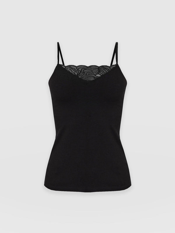 Jersey Lace Cami Black - Women's Camis | Saint + Sofia® USA