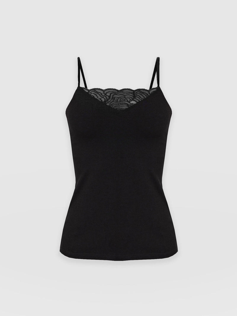 Jersey Lace Cami Black - Women's Camis | Saint + Sofia® USA