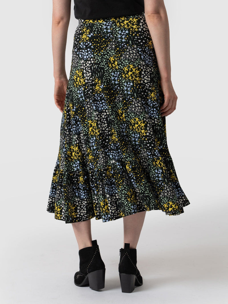 Jersey Riley Skirt Blue Ditsy Floral - Women's Skirts | Saint + Sofia® USA