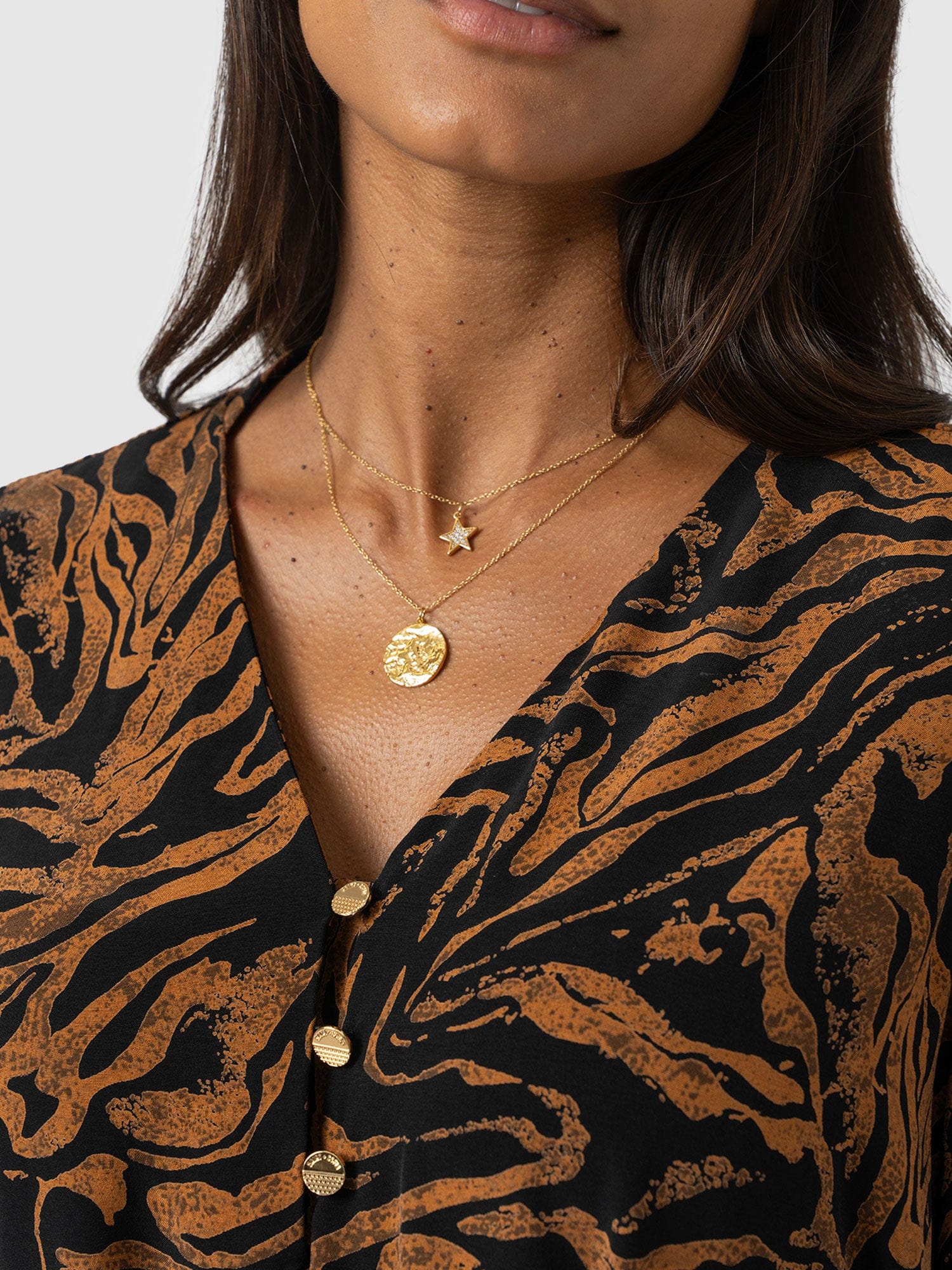 Joselyn V Neck Blouse - Brown Zebra - Women's Blouses | Saint + Sofia® USA