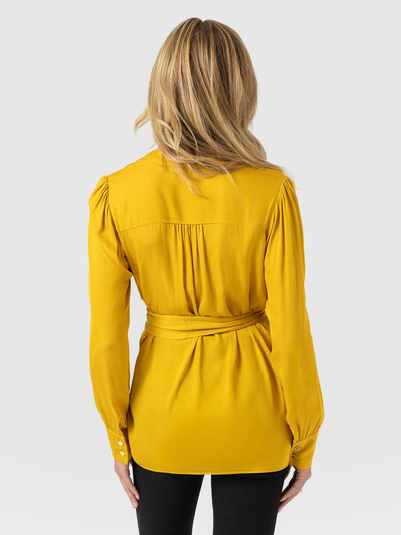 Joselyn V Neck Blouse - Golden Yellow - Women's Blouses | Saint + Sofia® USA