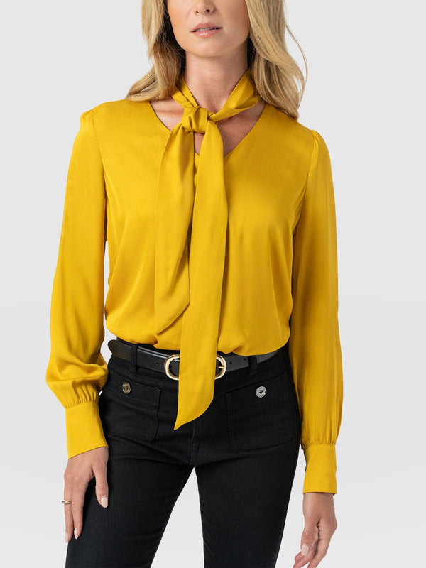 Joselyn V Neck Blouse - Golden Yellow - Women's Blouses | Saint + Sofia® USA