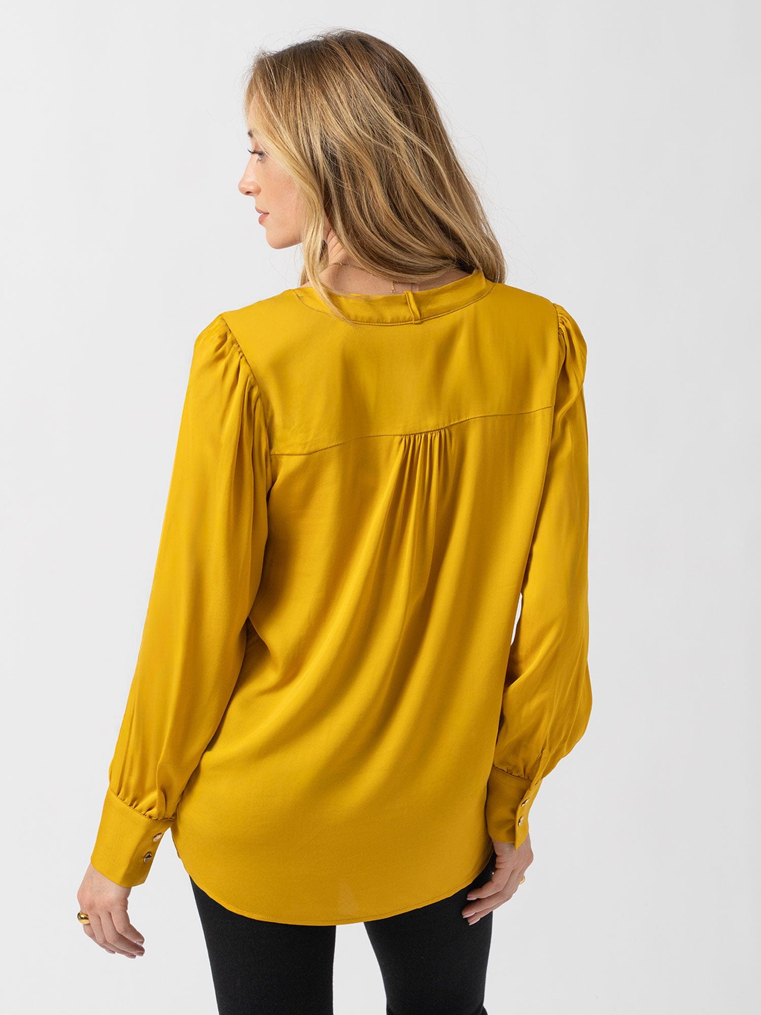 Joselyn V Neck Blouse - Golden Yellow - Women's Blouses | Saint + Sofia® USA
