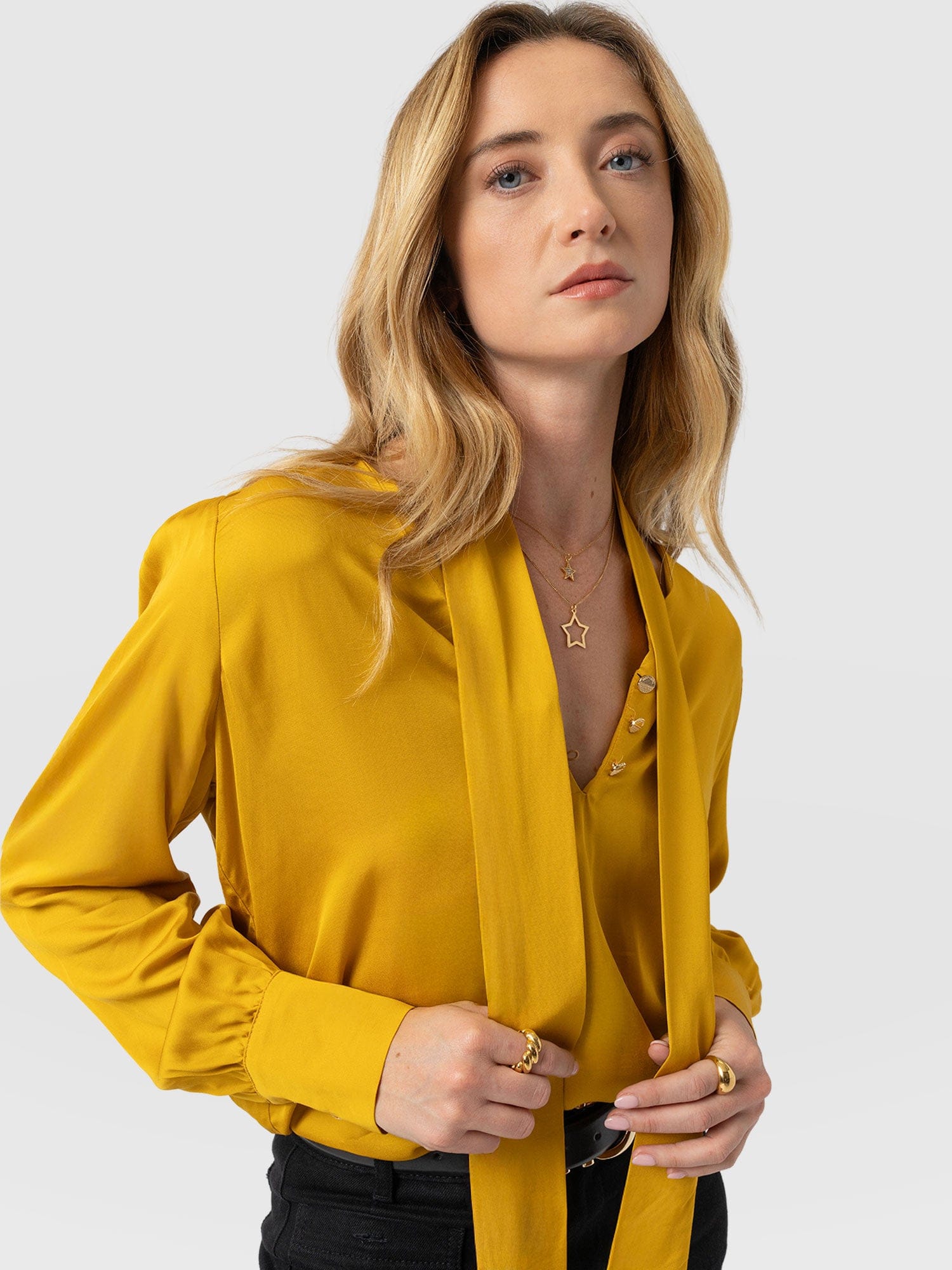 Joselyn V Neck Blouse - Golden Yellow - Women's Blouses | Saint + Sofia® USA