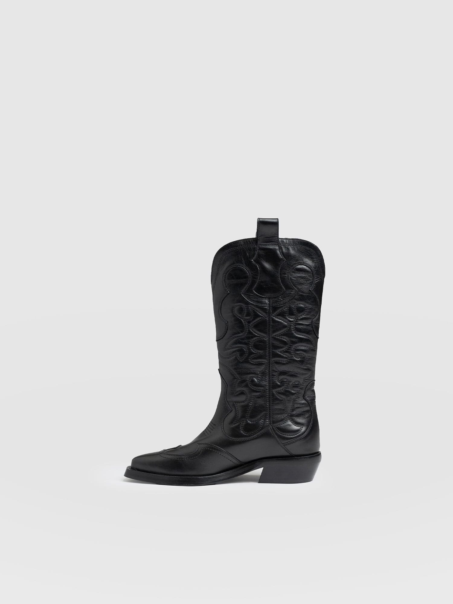 Kansas Western Boot Black - Women's Leather Boots | Saint + Sofia® USA
