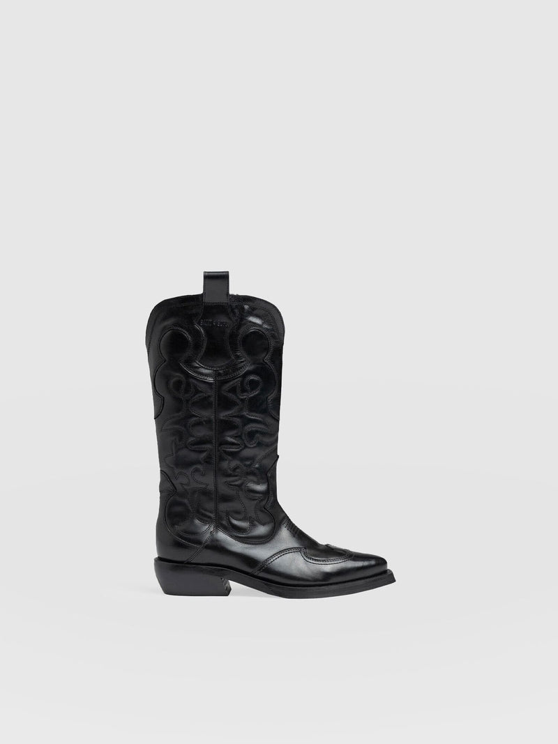 Kansas Western Boot Black - Women's Leather Boots | Saint + Sofia® USA