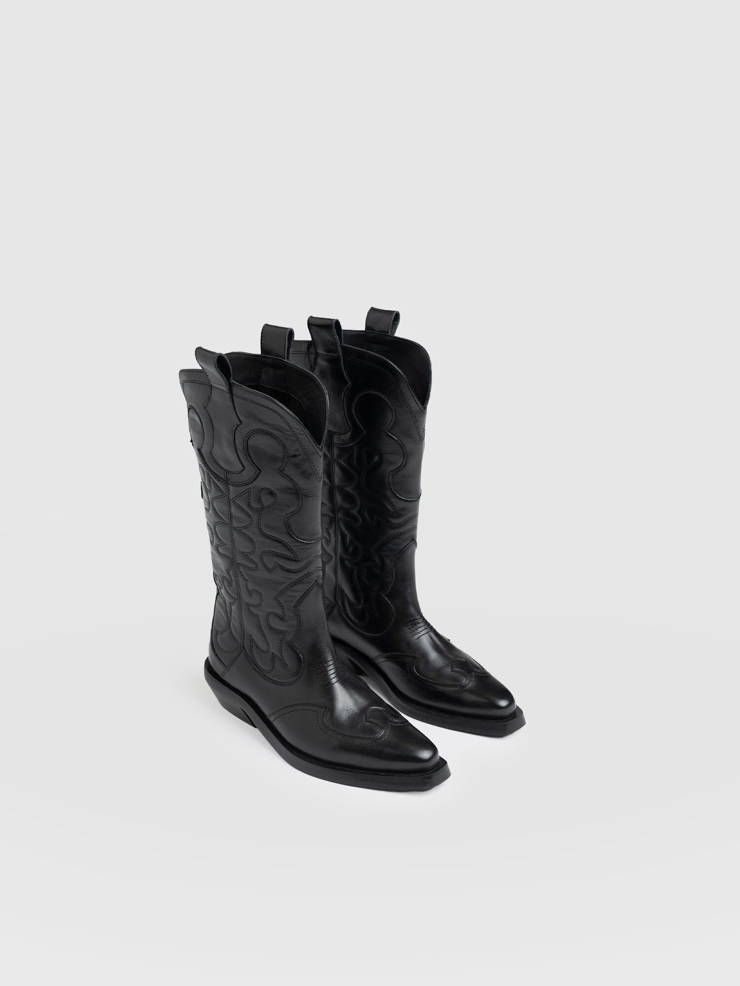 Kansas Western Boot Black - Women's Leather Boots | Saint + Sofia® USA