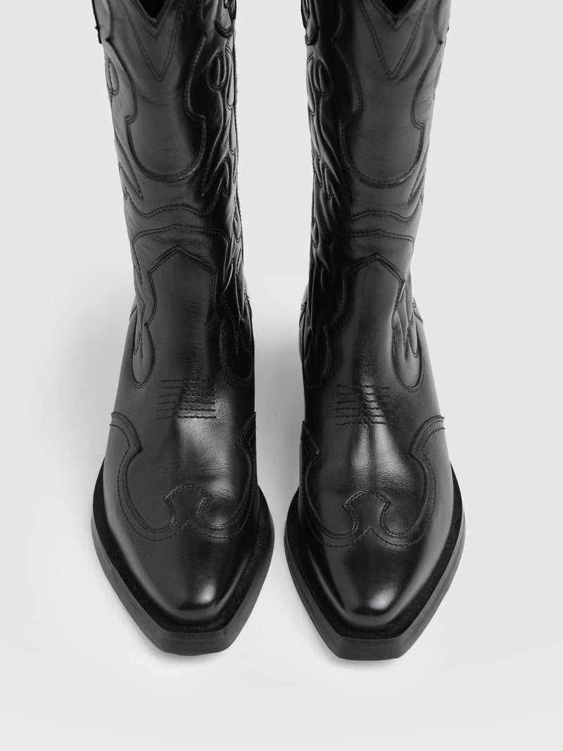 Kansas Western Boot Black - Women's Leather Boots | Saint + Sofia® USA