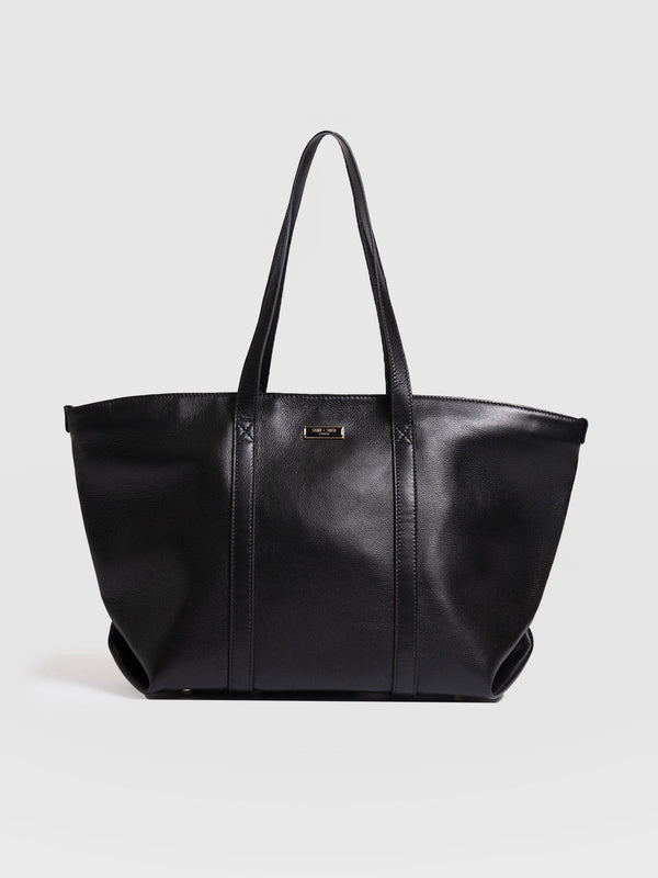 Kara Shopper Bag - Black Leather - Women's Handbags | Saint + Sofia® USA