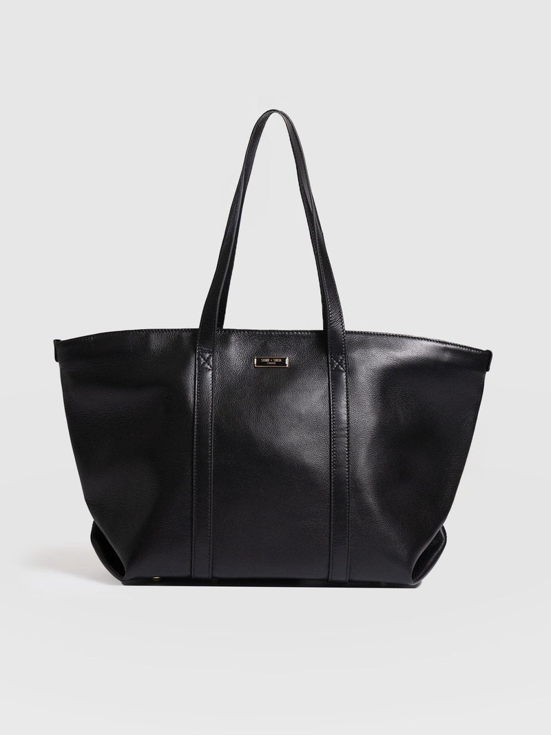 Kara Shopper Bag - Black Leather - Women's Handbags | Saint + Sofia® USA