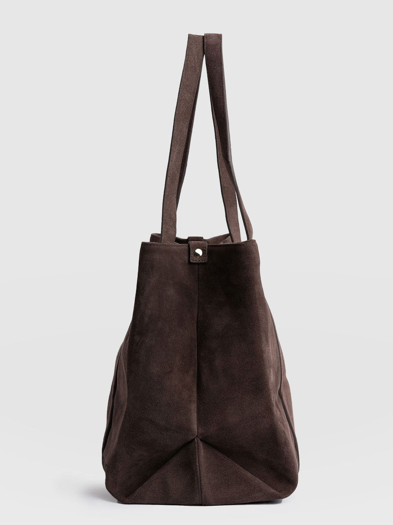 Kara Shopper Bag Brown Suede - Women's Bags | Saint + Sofia® US