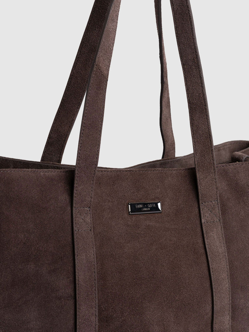 Kara Shopper Bag Brown Suede - Women's Bags | Saint + Sofia® US