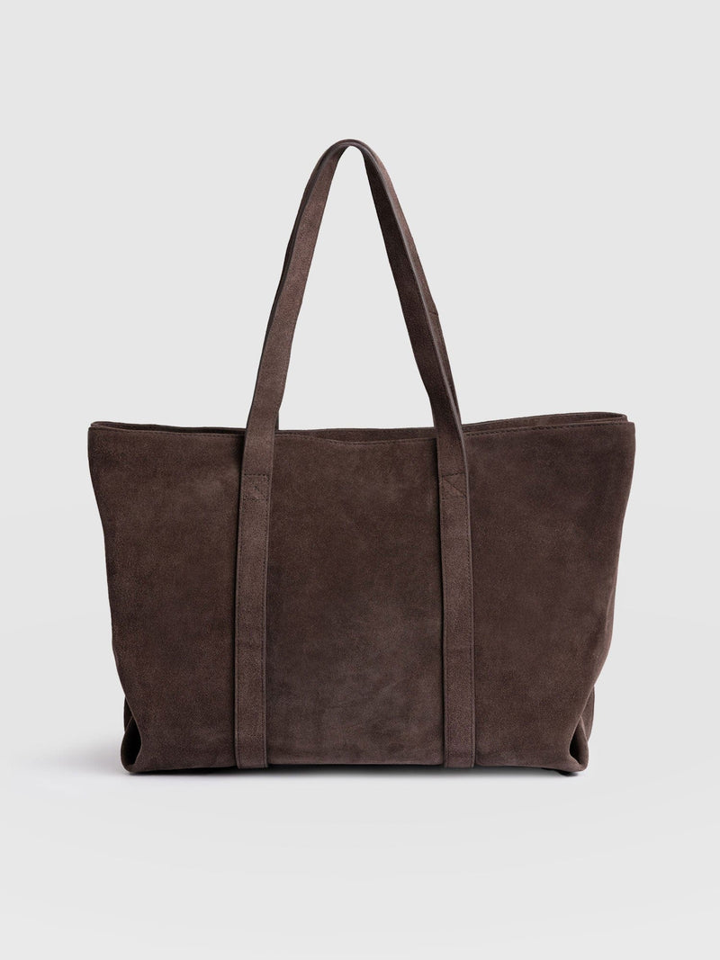 Kara Shopper Bag Brown Suede - Women's Bags | Saint + Sofia® US