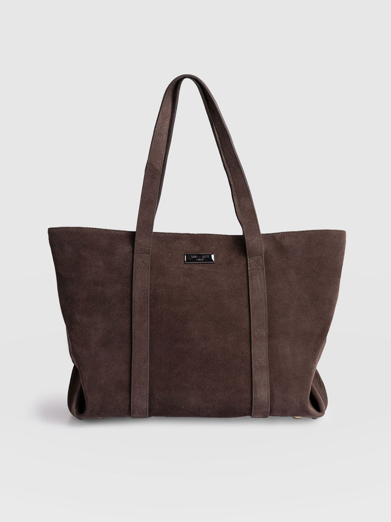 Kara Shopper Bag Brown Suede - Women's Bags | Saint + Sofia® US