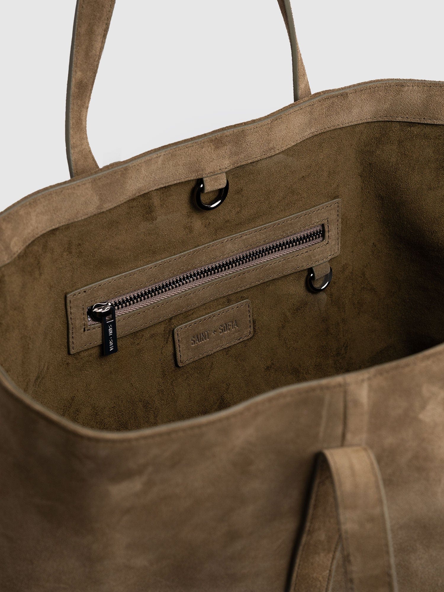 Kara Shopper Bag Khaki Suede - Women's Bags | Saint + Sofia® US