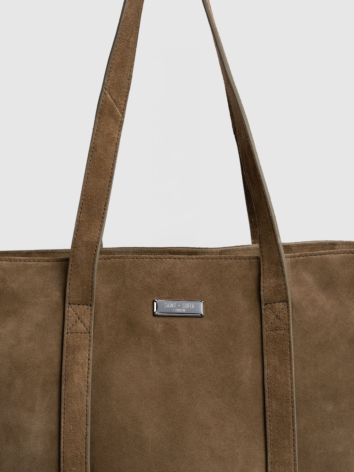 Kara Shopper Bag Khaki Suede - Women's Bags | Saint + Sofia® US