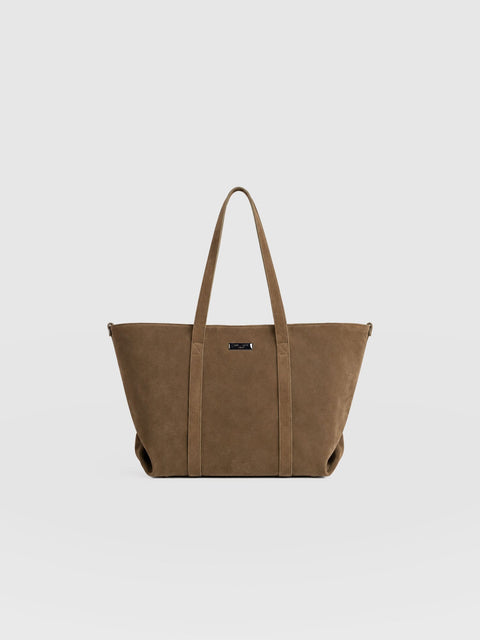 Kara Shopper Bag Khaki Suede - Women's Bags | Saint + Sofia® US