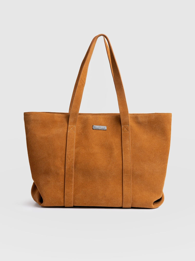 Kara Shopper Bag Tan Suede - Women's Bags | Saint + Sofia® US