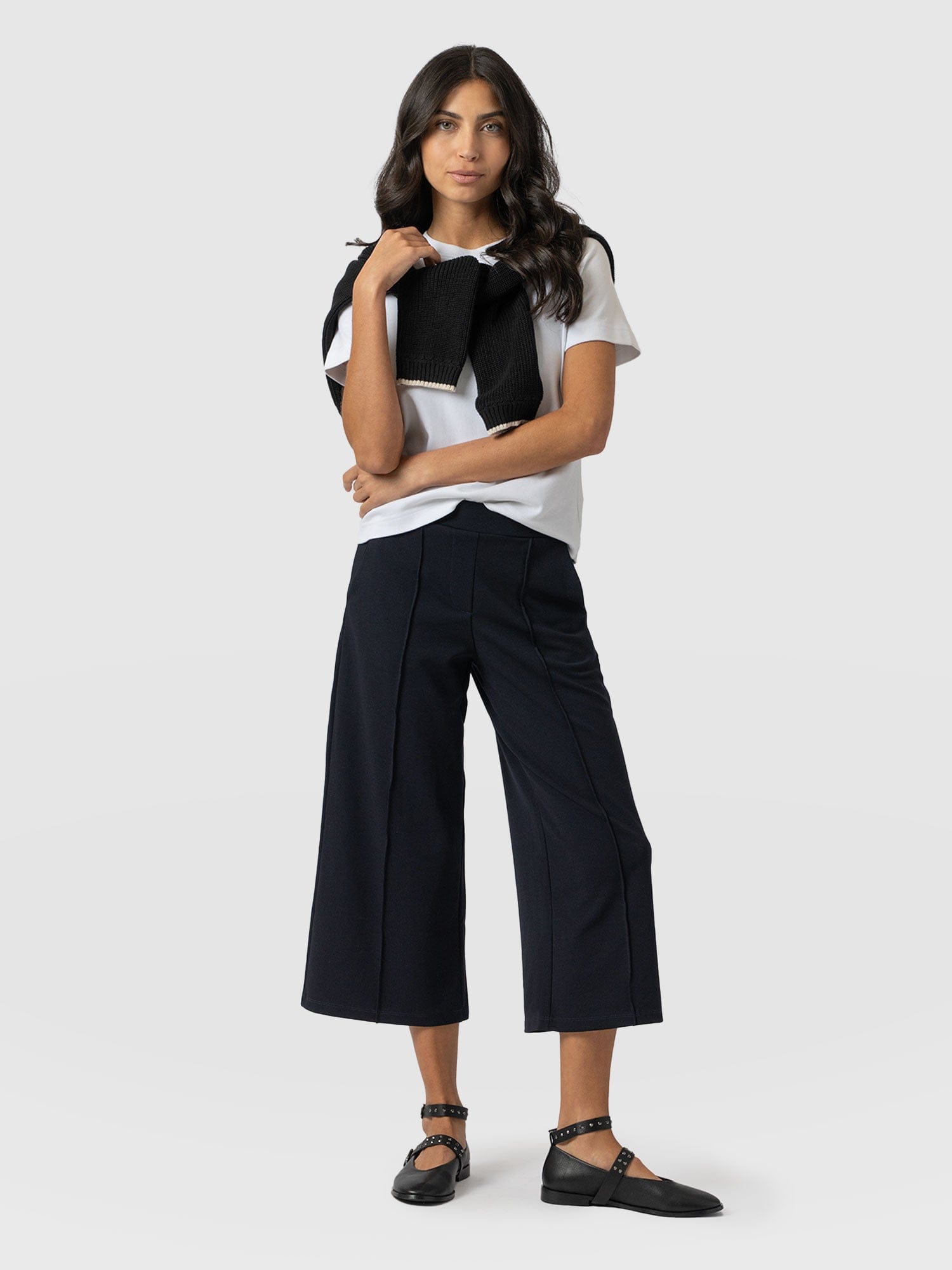 Keller Crop Pant Navy - Women's Culottes | Saint + Sofia® USA
