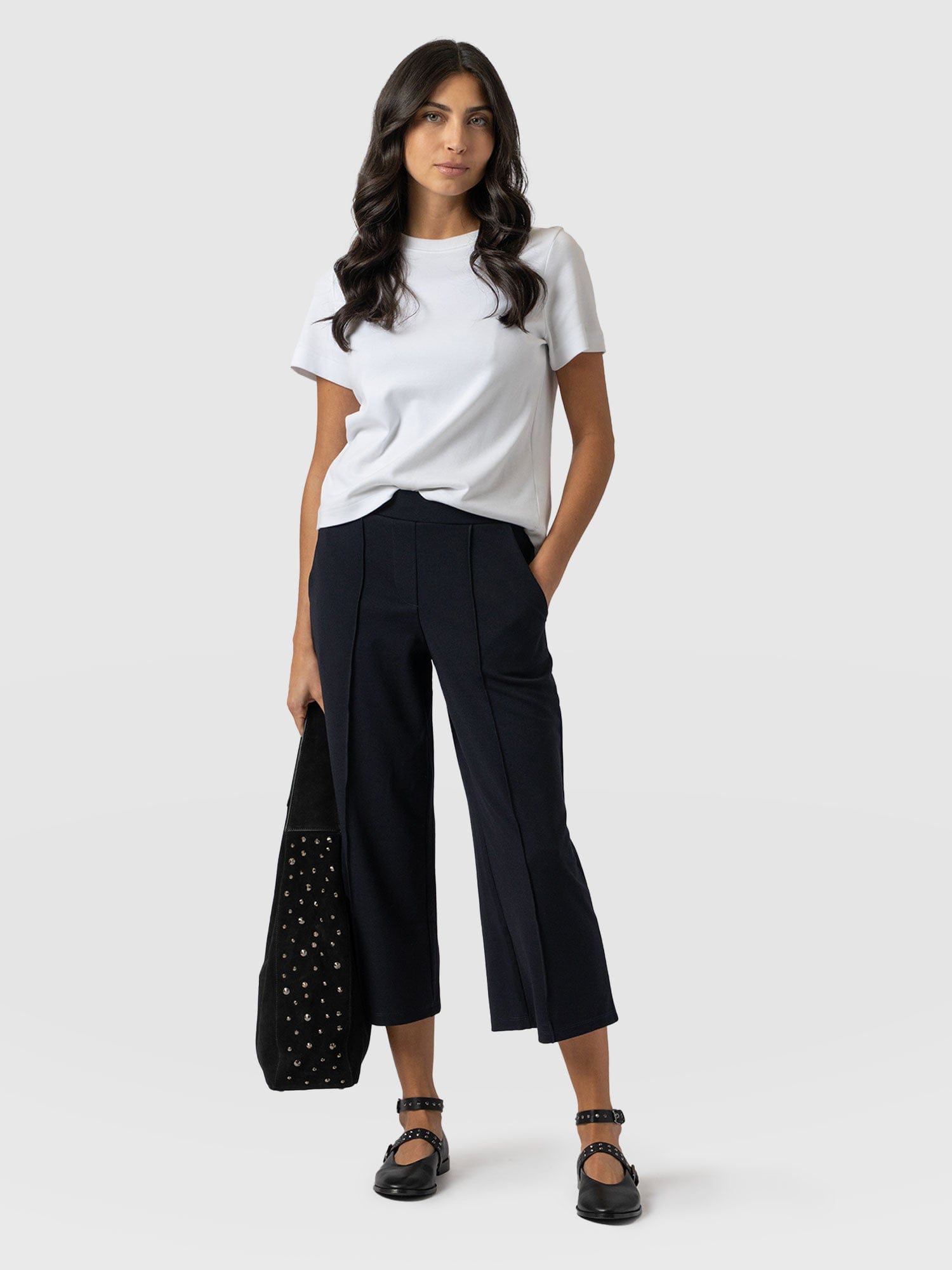 Keller Crop Pant Navy - Women's Culottes | Saint + Sofia® USA