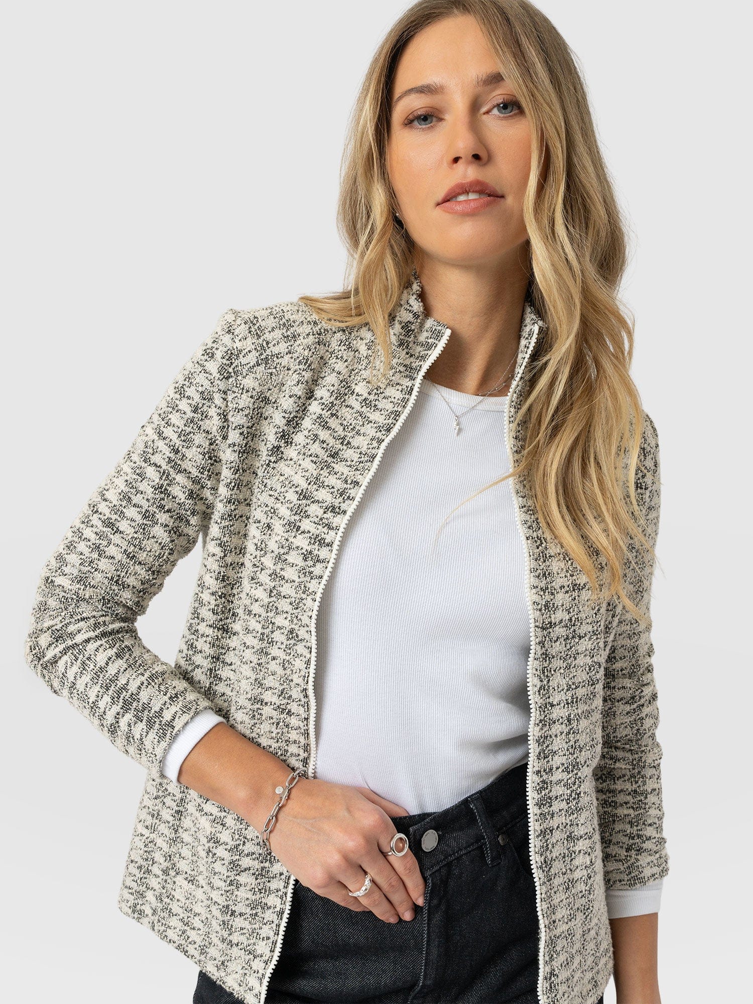 Keller Jacket - Cream Boucle - Women's Jackets | Saint and Sofia® USA