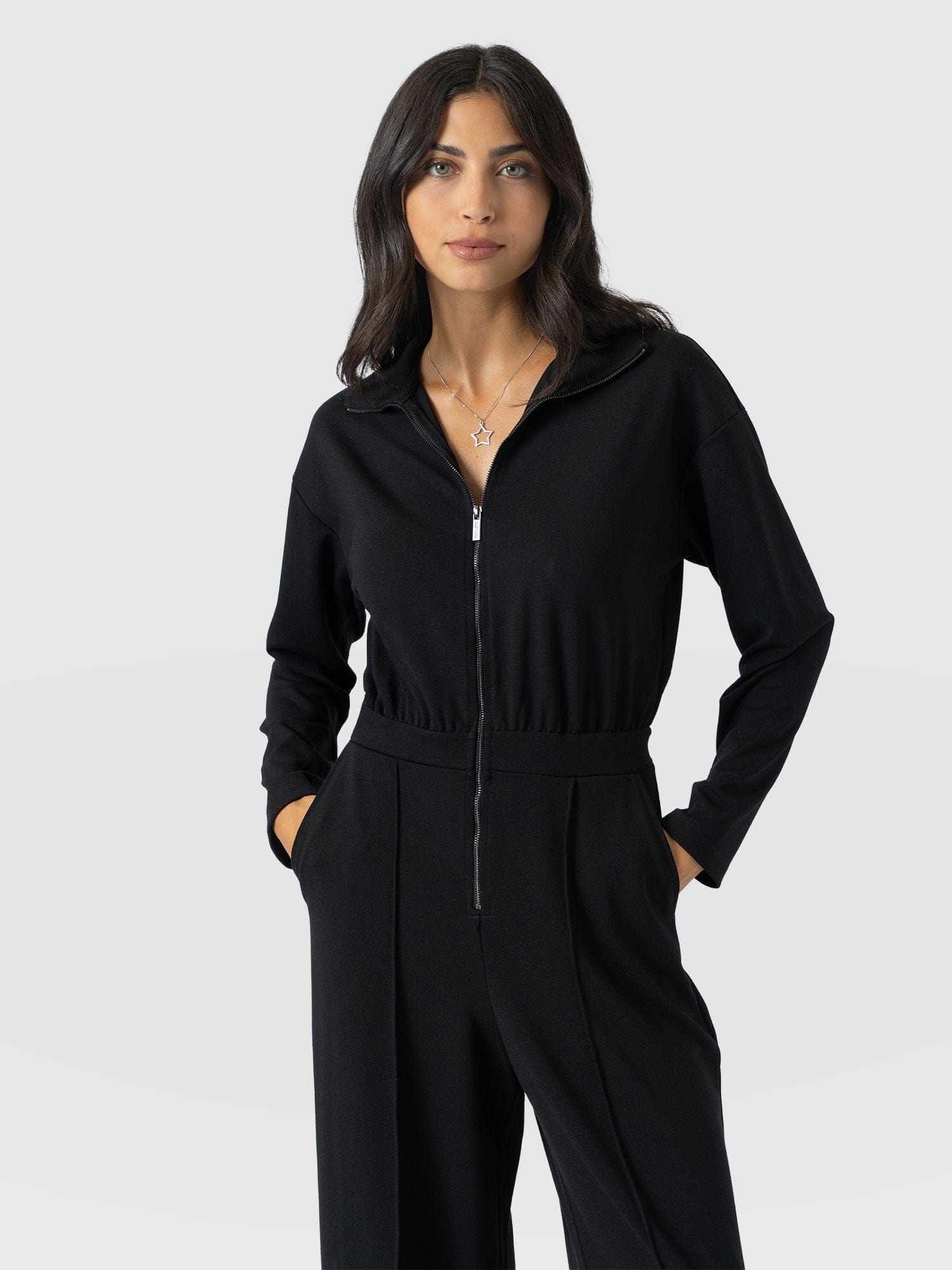 Keller Long Sleeve Jumpsuit - Black - Women's Jumpsuits | Saint + Sofia® USA