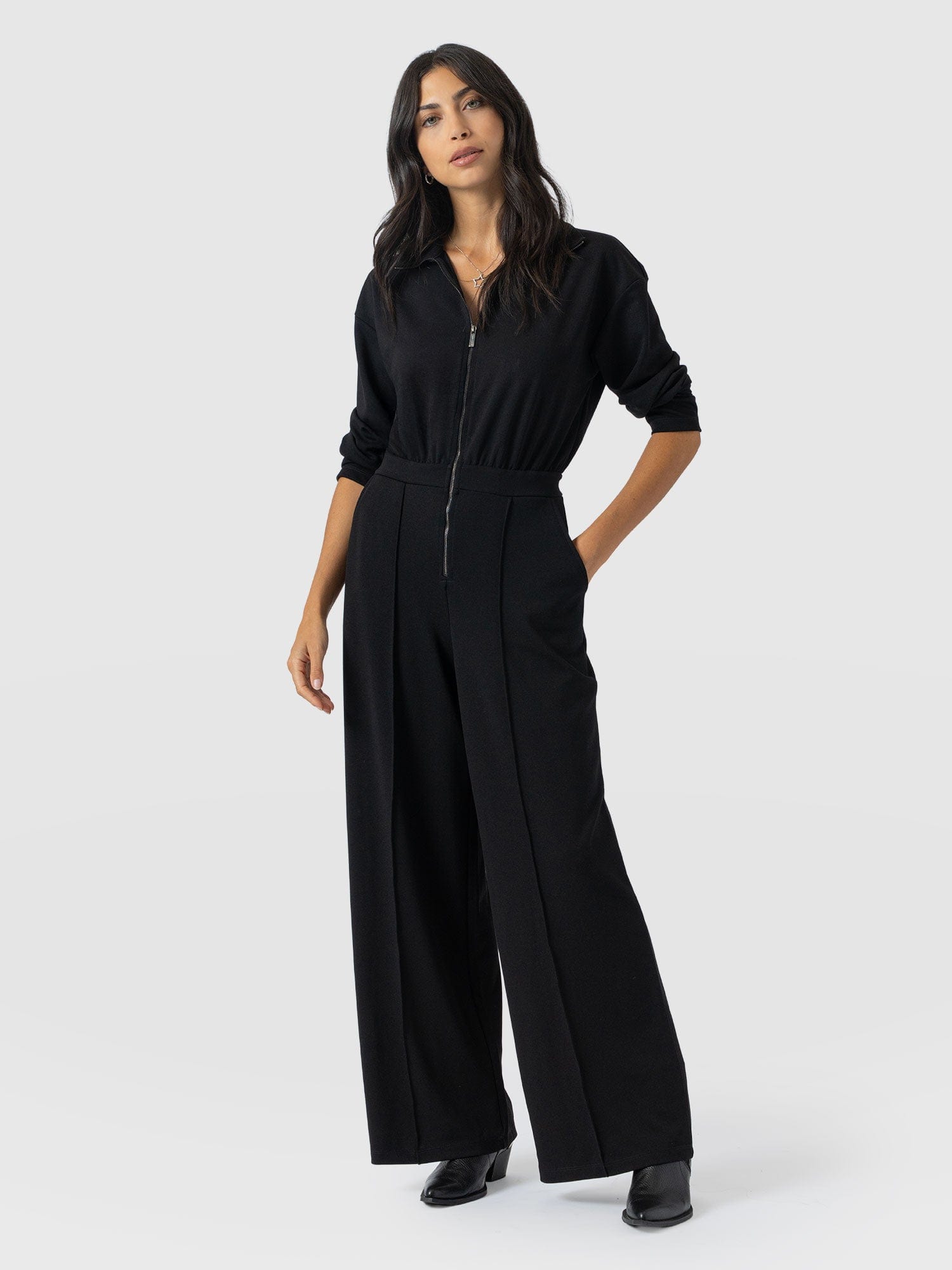 Keller Long Sleeve Jumpsuit - Black - Women's Jumpsuits | Saint + Sofia® USA