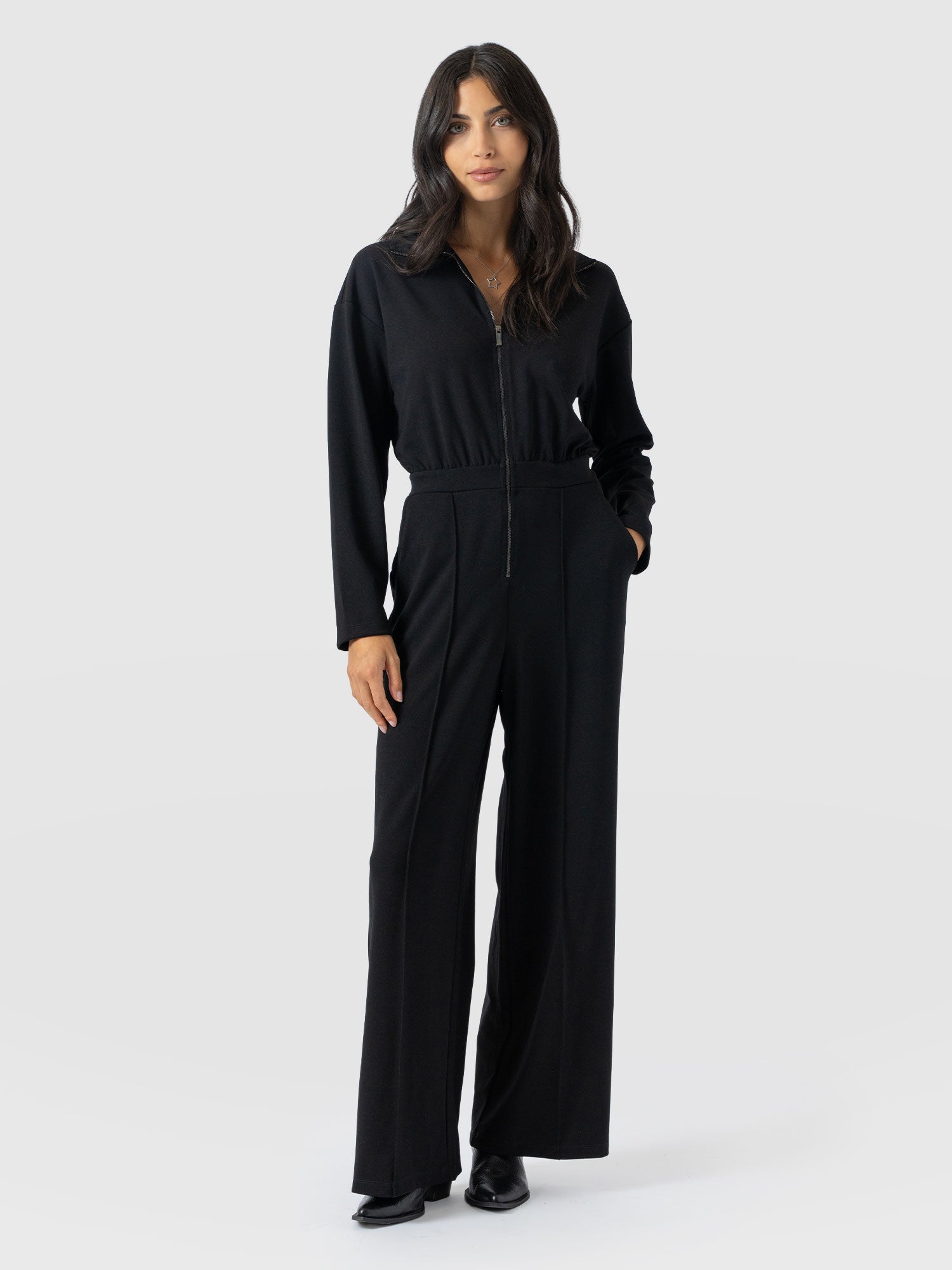 Keller Long Sleeve Jumpsuit - Black - Women's Jumpsuits | Saint + Sofia® USA
